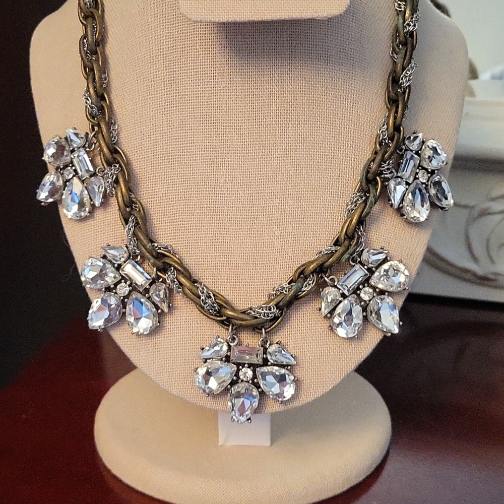 Lani Statement Necklace with Wrapped Chain and Clear Rhinestones